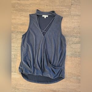 Deep Blue Sleeveless Blouse
